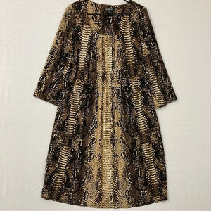 Glamour Brown Tan Animal Print Square Pleated Neck Stretch Dress size 16W